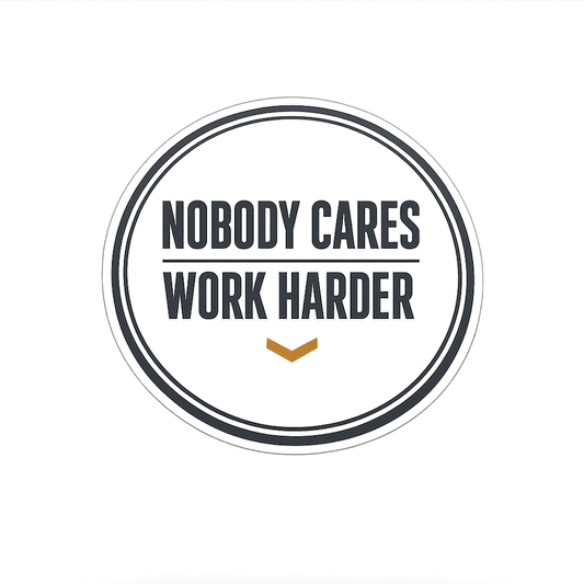 Motivational Sticker Decal Vinyl Laptop Car Window Bumper AUTO Water Bottle Helmets Waterproof Nobody Cares Work Harder