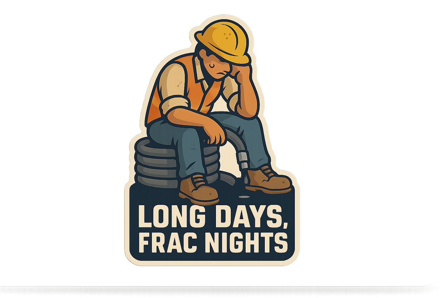 Cartoon Worker FRAC Sticker Decal Vinyl Laptop Car Window Bumper AUTO Water Bottle Helmets Waterproof Exhausted