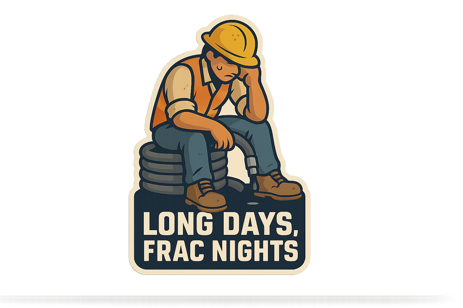 Cartoon Worker FRAC Sticker Decal Vinyl Laptop Car Window Bumper AUTO Water Bottle Helmets Waterproof Exhausted