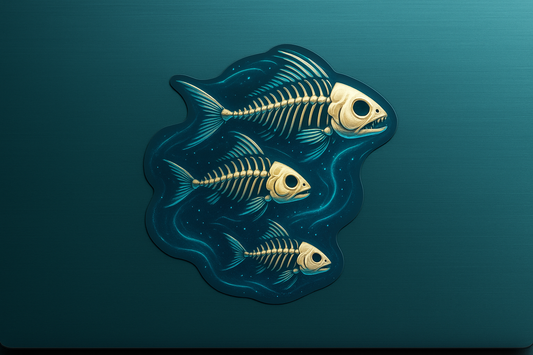 Skeleton Fish Sticker Decal Vinyl Laptop Car Window Bumper AUTO Water Bottle Helmets Waterproof Glowing Water