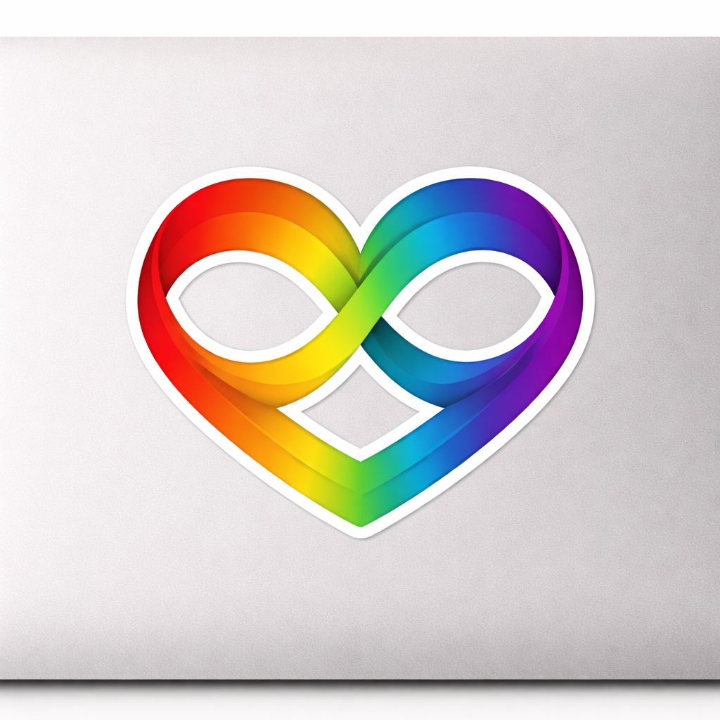 Pride Rainbow Heart Infinity Sticker Decal Vinyl Laptop Car Window Bumper AUTO Water Bottle Helmets Waterproof