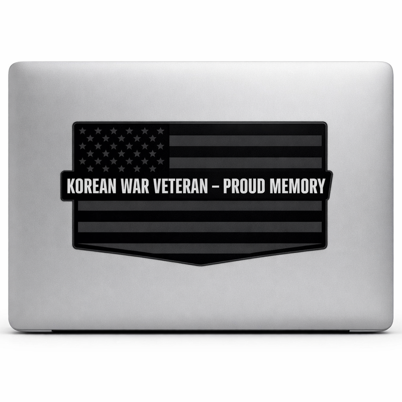 USA Korean War Veteran Sticker Decal Black American Flag Tribute Vinyl Laptop Car Window Bumper AUTO Water Bottle Helmets Truck Waterproof Honoring Veterans