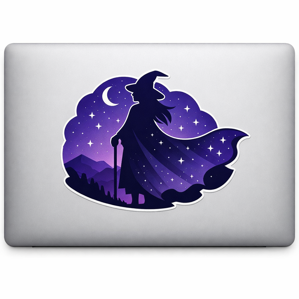 Witch Sticker Decal Vinyl Laptop Car Window Bumper AUTO Water Bottle Helmets Waterproof Celestial Cosmic
