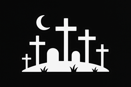Graveyard Vinyl Sticker Decal Laptop Car Window Bumper AUTO Bottle Water Bottle Helmets Waterproof Cemetery Crosses