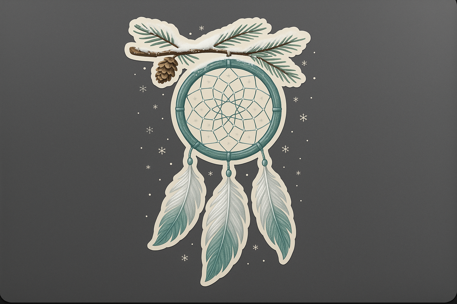 Dreamcatcher Pine Snowy Branch Sticker Decal Vinyl Laptop Car Window Bumper AUTO Water Bottle Helmets Waterproof