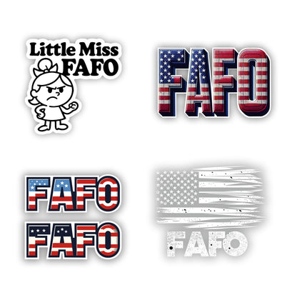 Set of 5 Stickers FAFO Fuck Around and Find Out Decal American Flag USA Waterproof Material Vinyl 4 in