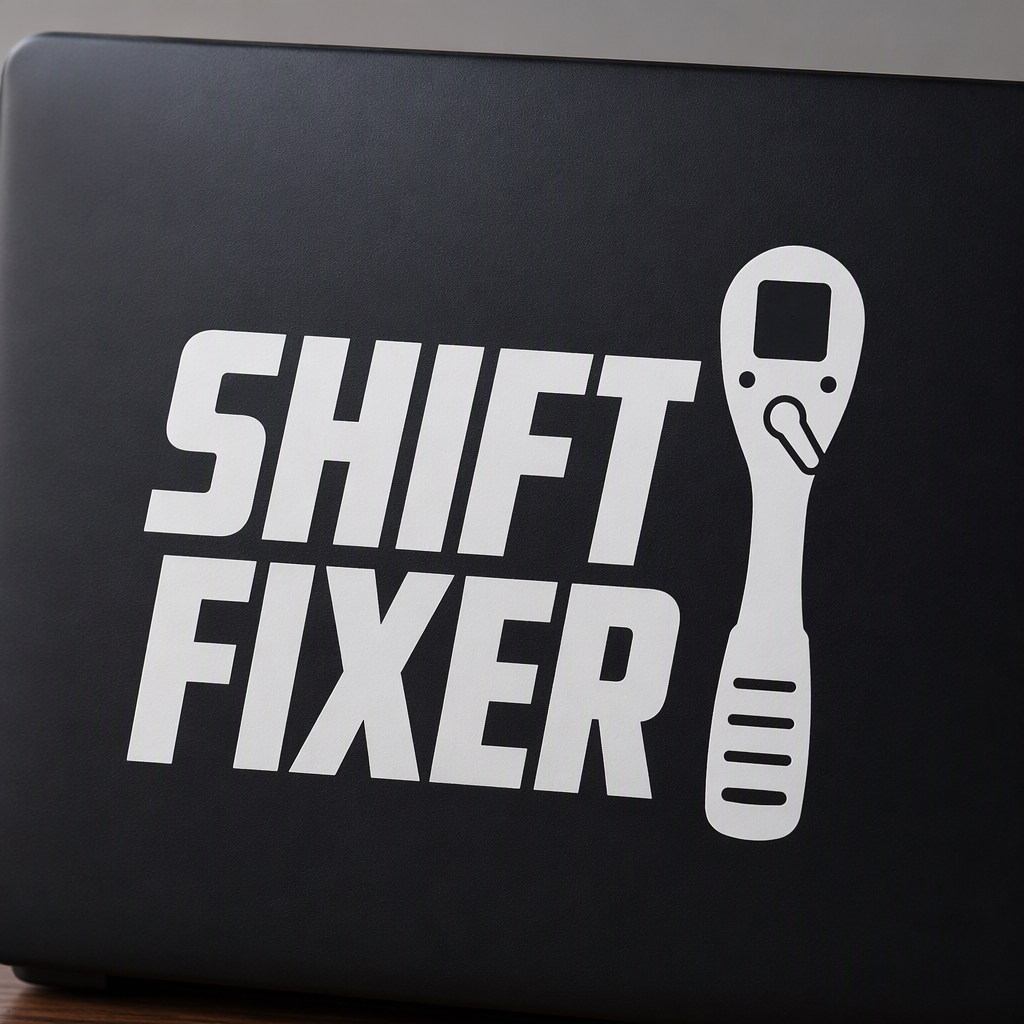 “SHIFT FIXER” appears in bold white lettering beside a socket ratchet graphic, creating a straightforward automotive repair design with confident garage-day attitude.