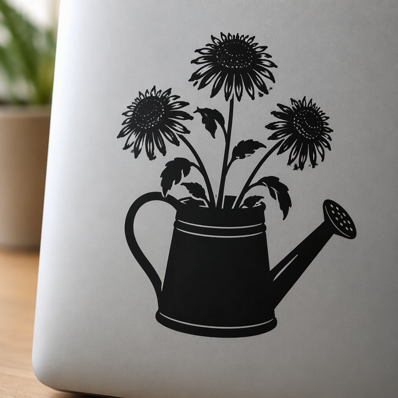 Watering Can Sunflower Transfer Decal for Plant Lover Laptops